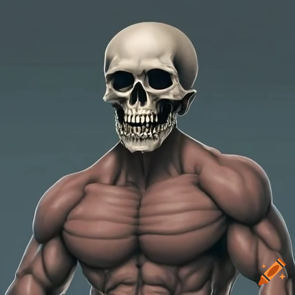 Man showing strength while holding a skull
