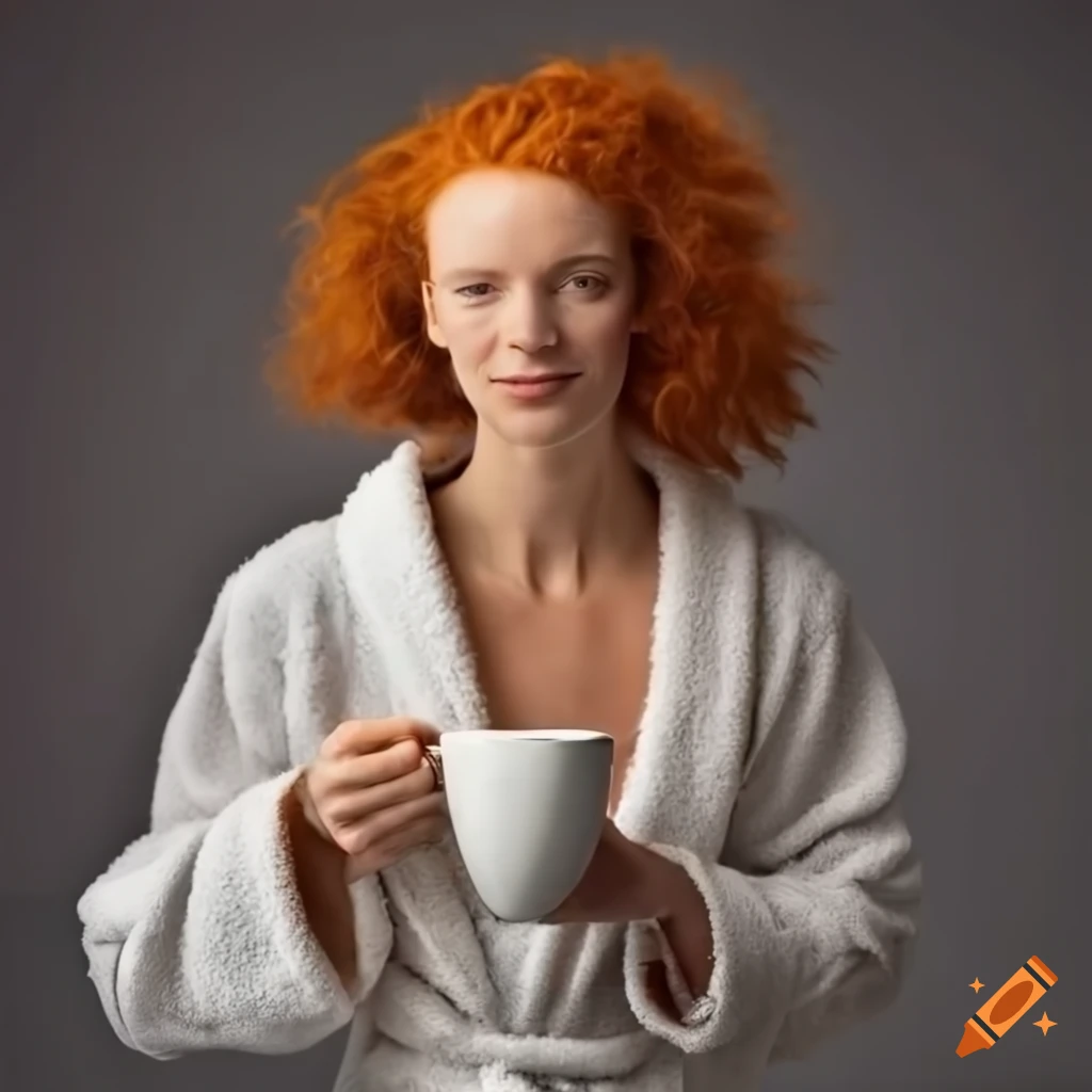 Ginger woman with coffee mug in a kitchen