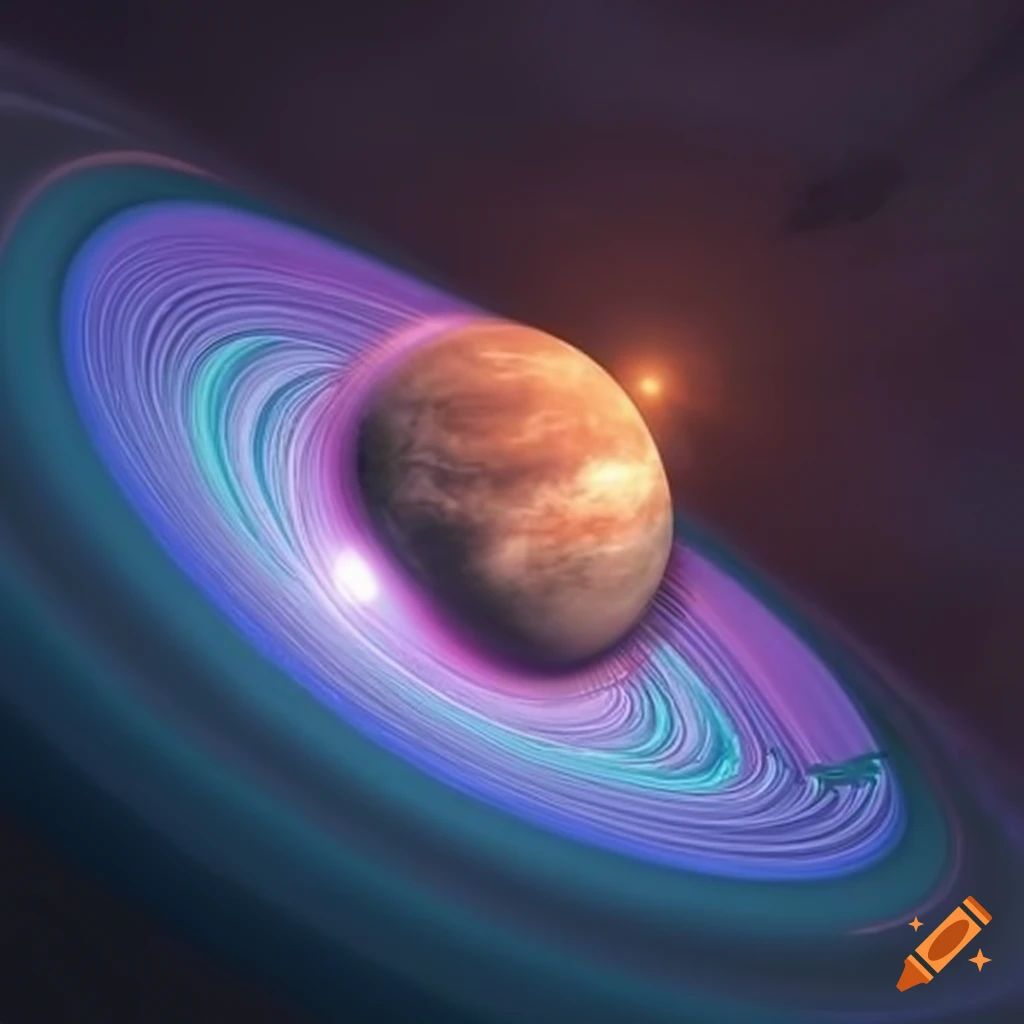 Vibrant Sirian planet with swirling storms and ring system on Craiyon