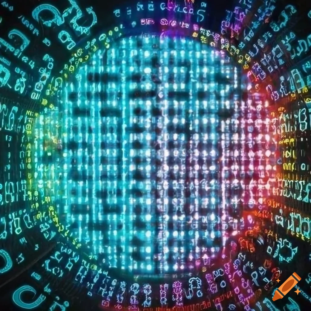 Multicolor binary code square on Craiyon