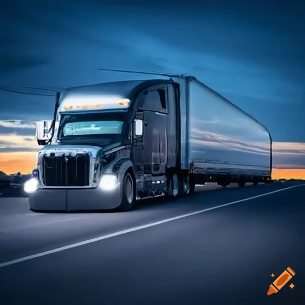 Shiny 18-wheeler truck transporting goods on the open road