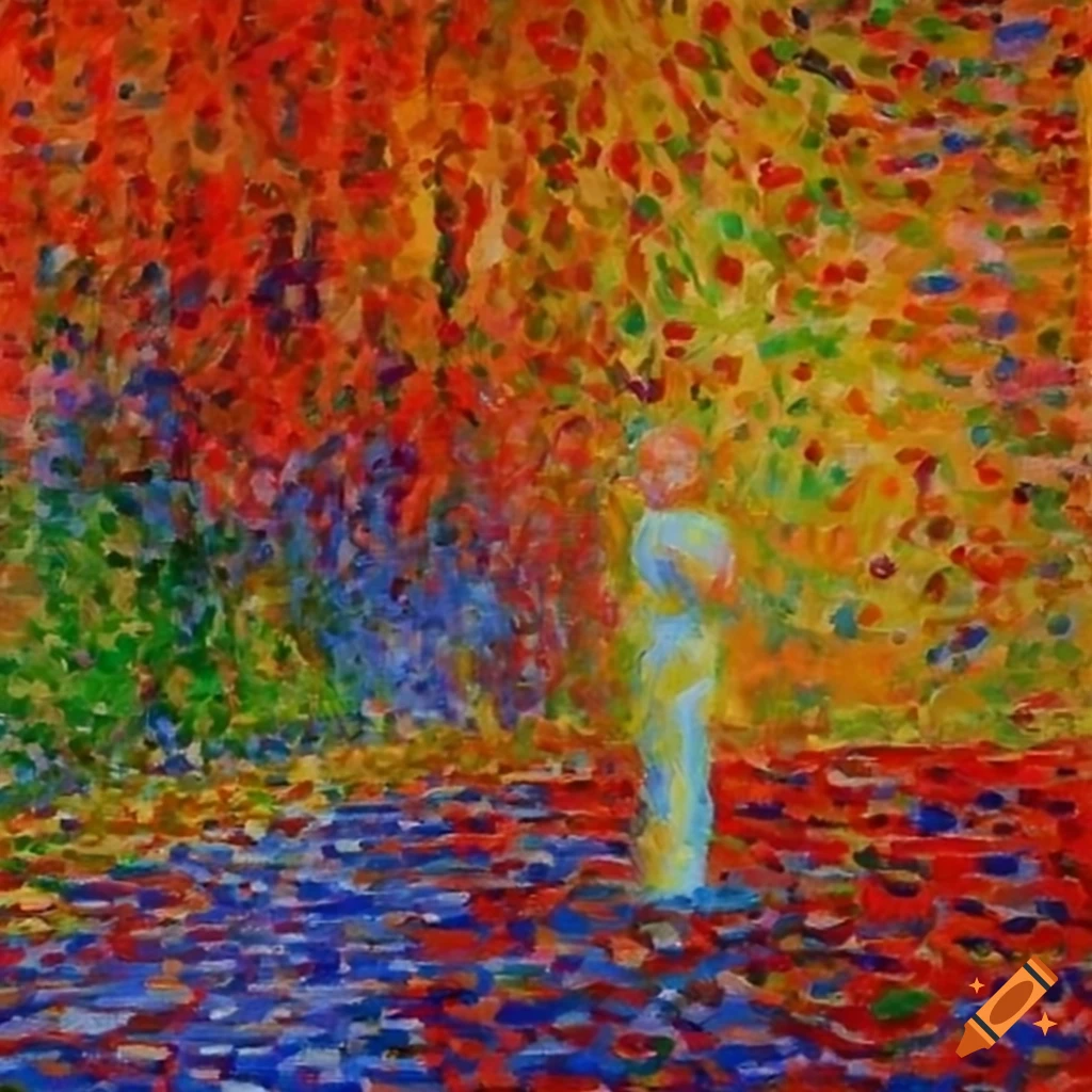 Johnny Carson painting in the style of Seurat