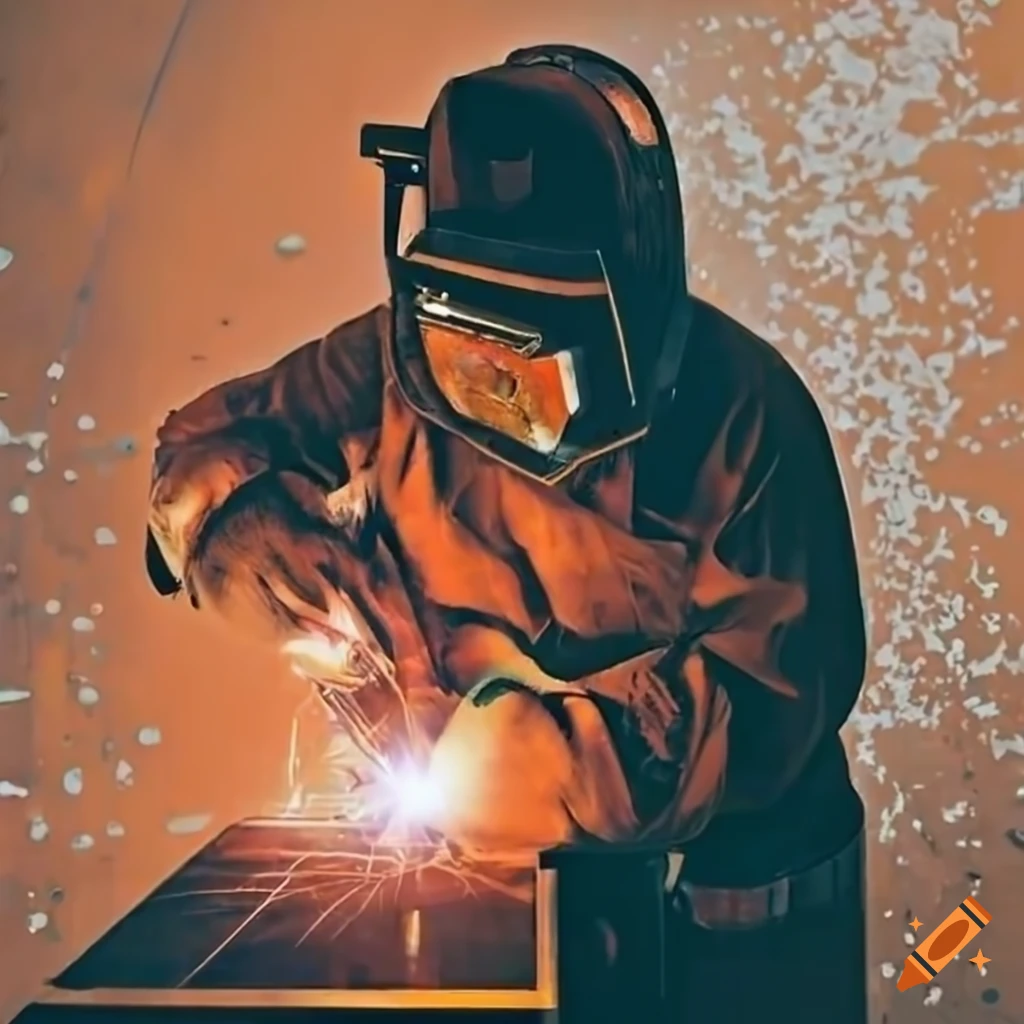 Man MIG welding a panel