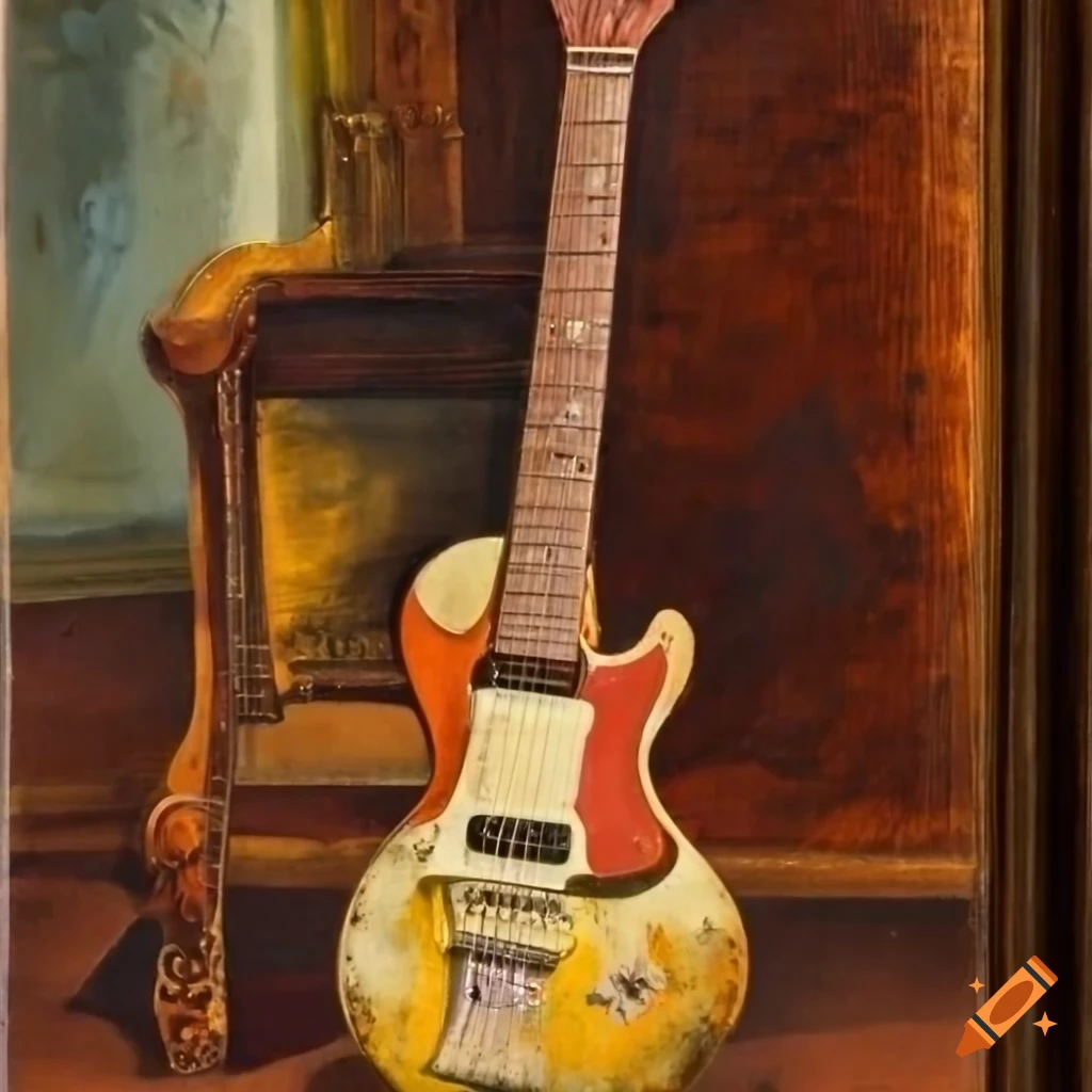 Vintage Les Paul Junior guitar in an antique Victorian drawing room