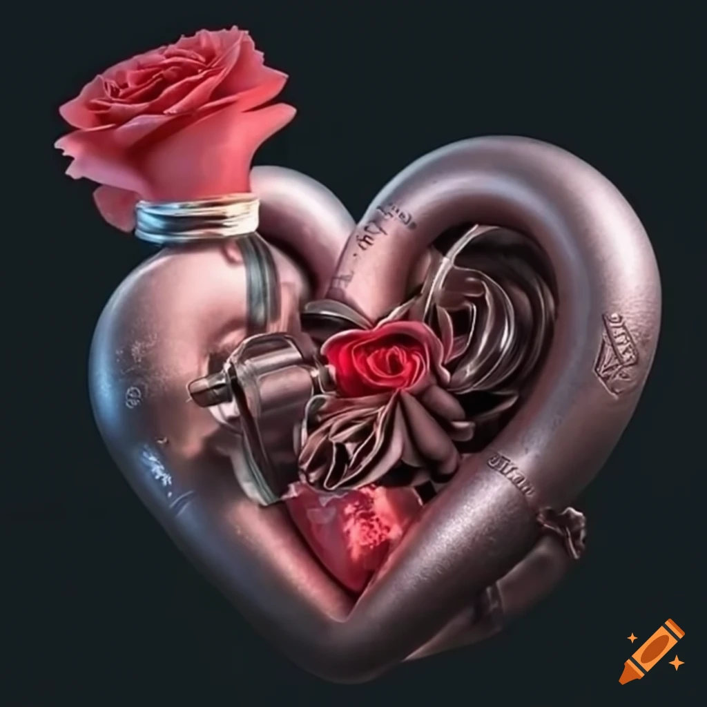 Heartshaped turbocharger exhausts roses for valentine's day on Craiyon