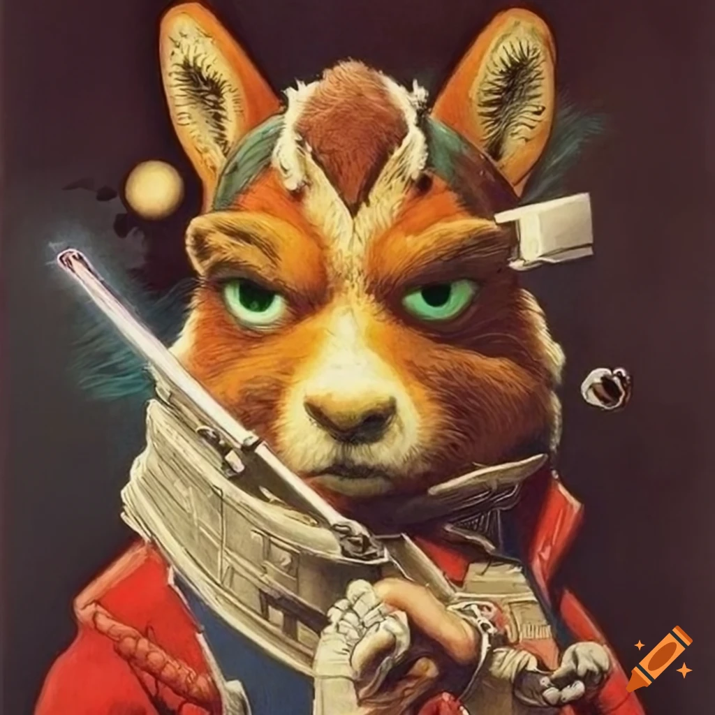 Intricate details resembling Star Fox in a vintage poster style