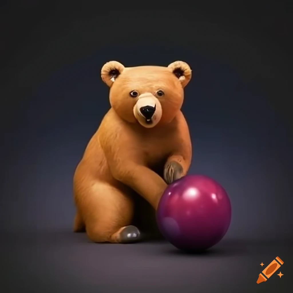 Bear holding a bowling ball on Craiyon