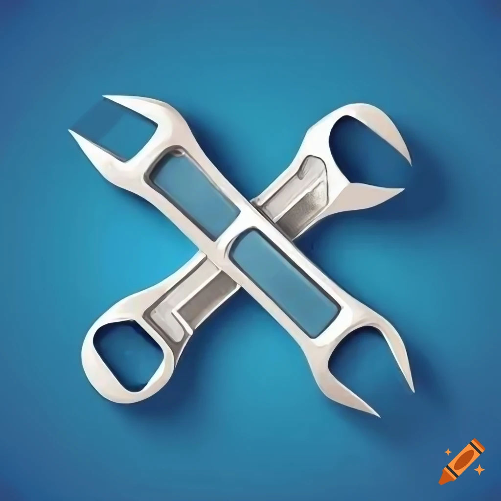 Adjustable wrench viewed from the top on a uniform background