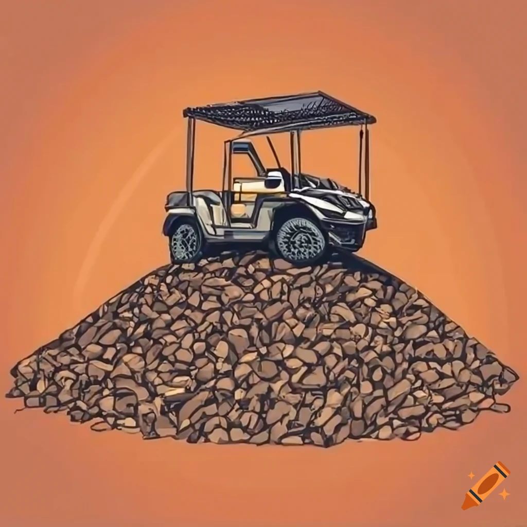 Utv on top of gravel at a solar farm with a forklift nearby