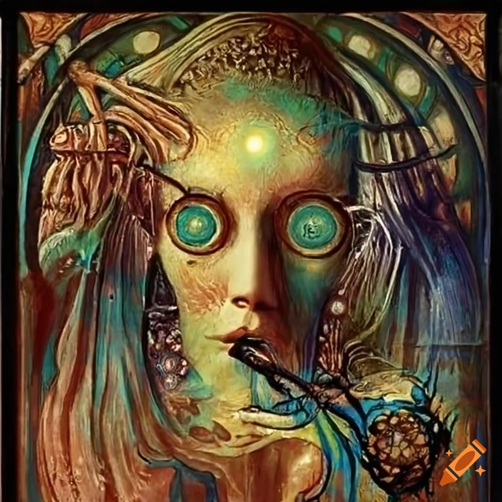 Art nouveau magical expressionism with aviator disciples and disco ...