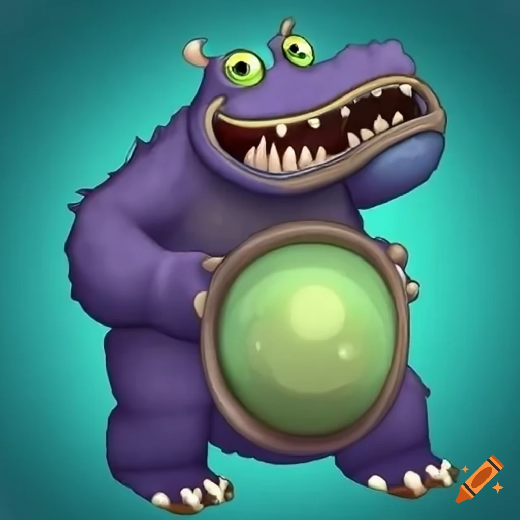 My Singing Monsters hippo with a tuba in a realistic style on Craiyon