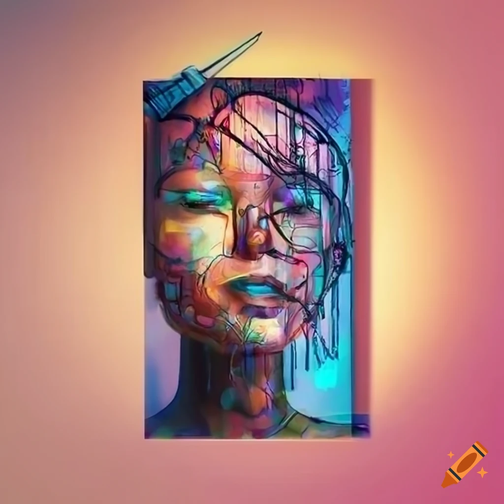 Artist drawing artificial intelligence on canvas on Craiyon