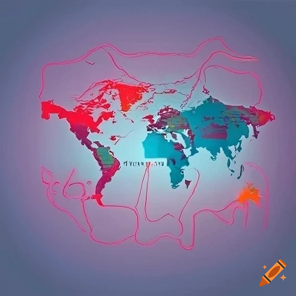 Creative logo design: World map with heartbeat line symbolizing travel and nursing