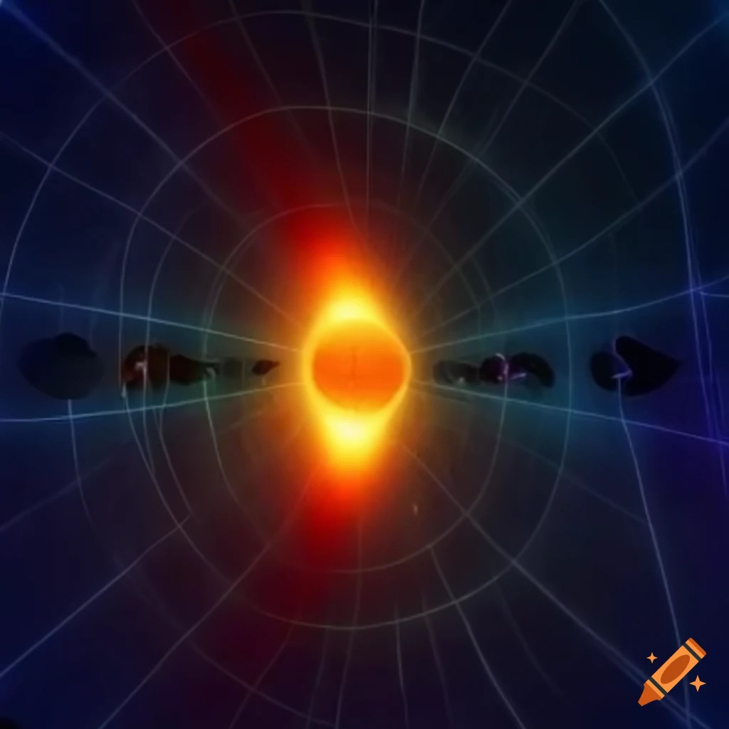 Geometric double cone with light emanating from a sphere's center