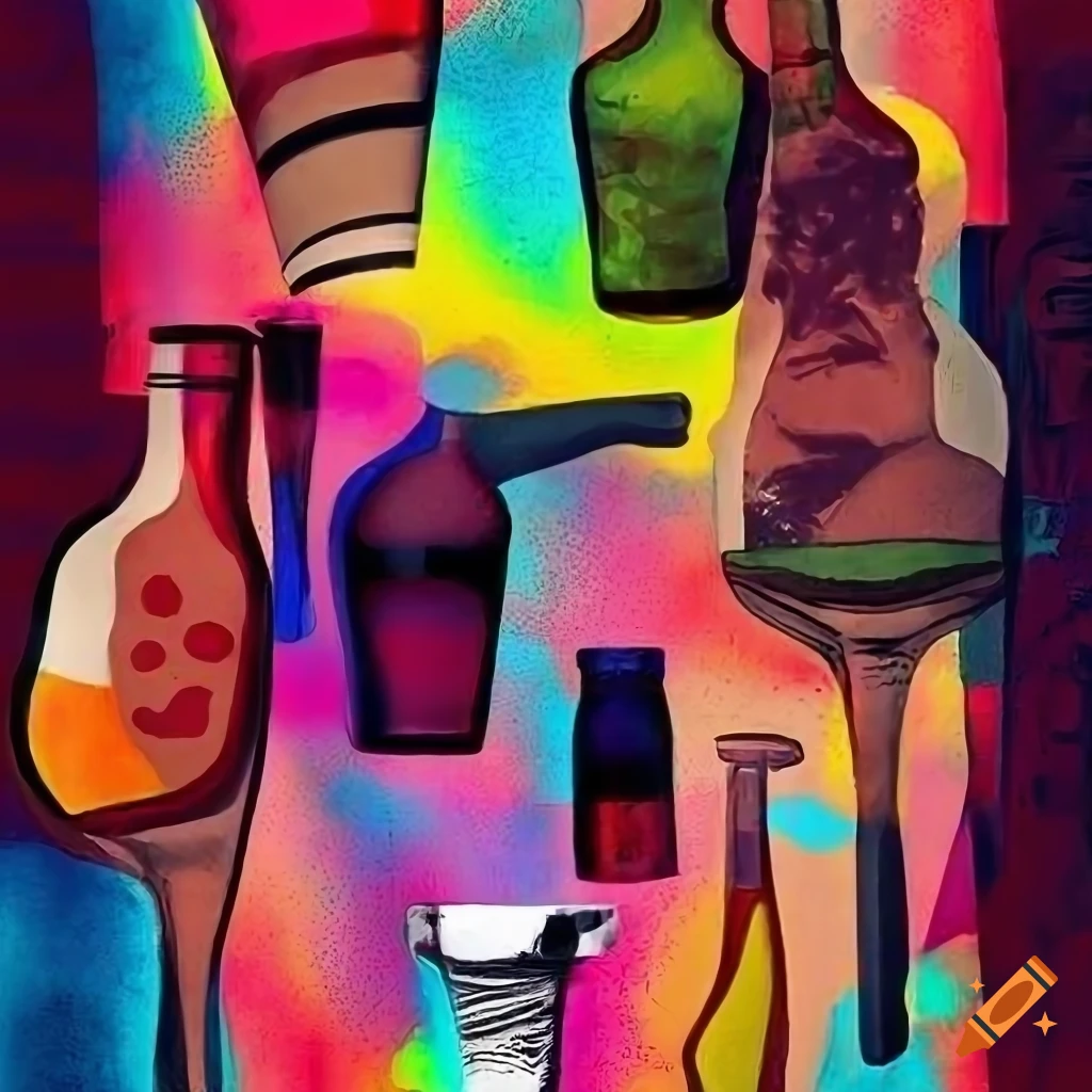 Mixed media illustration depicting the harms of alcohol in a collage ...