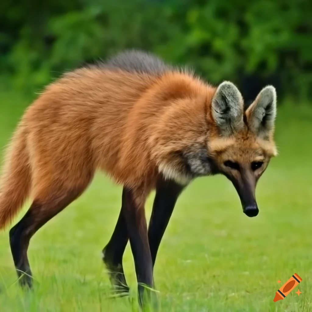 Maned wolf therian in a meadow