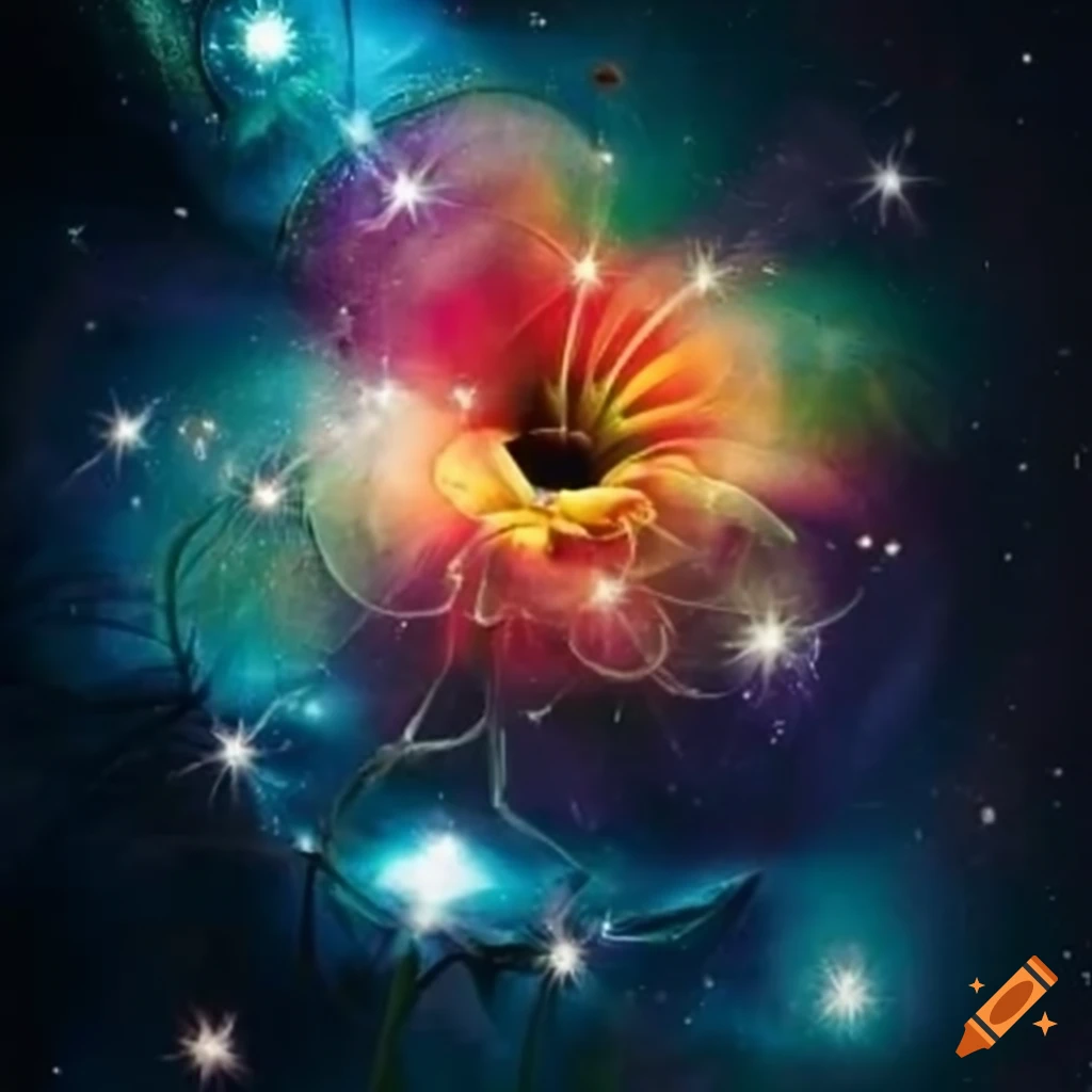 Magical flowers in space on Craiyon