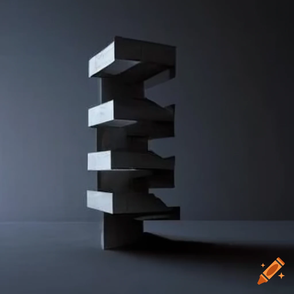 Geometric brutalist architecture with 3 light values