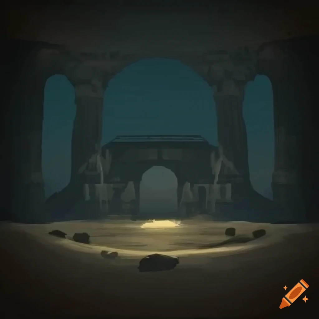Empty giant gladiator arena in Dark Souls art style