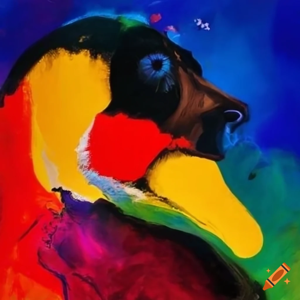 Abstract painting inspired by love and animal communication using aboriginal and torres strait islander flag colors