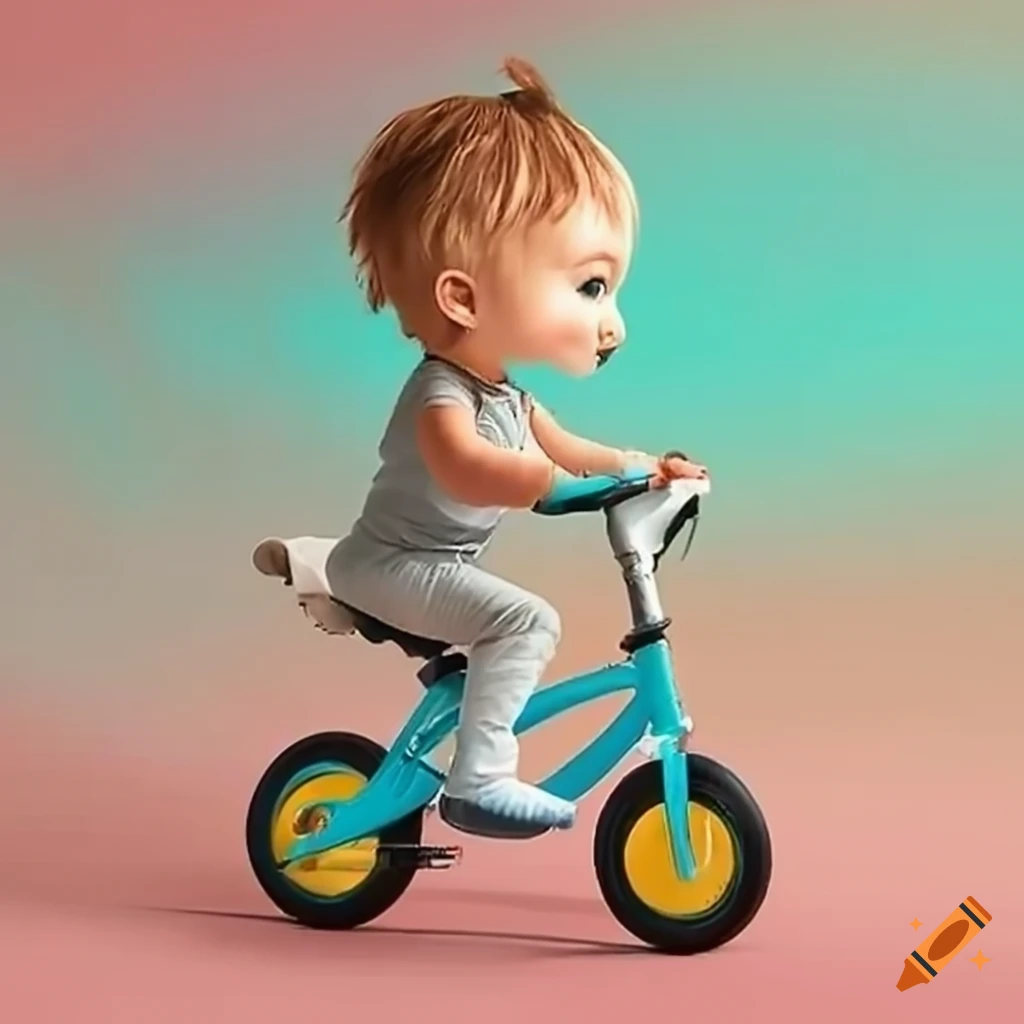 Baby riding an adult bike