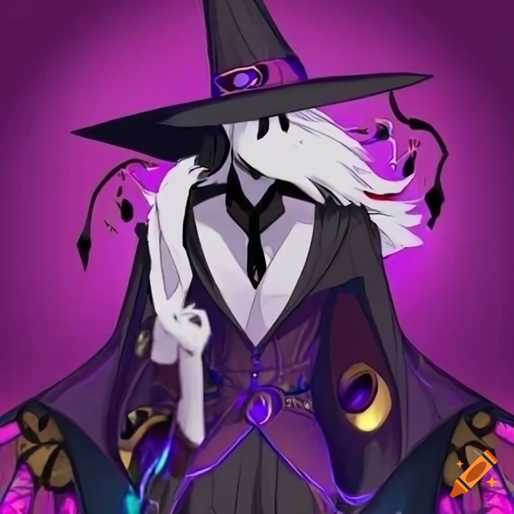 Archmage in Hazbin Hotel style with black, purple, and white colors on ...