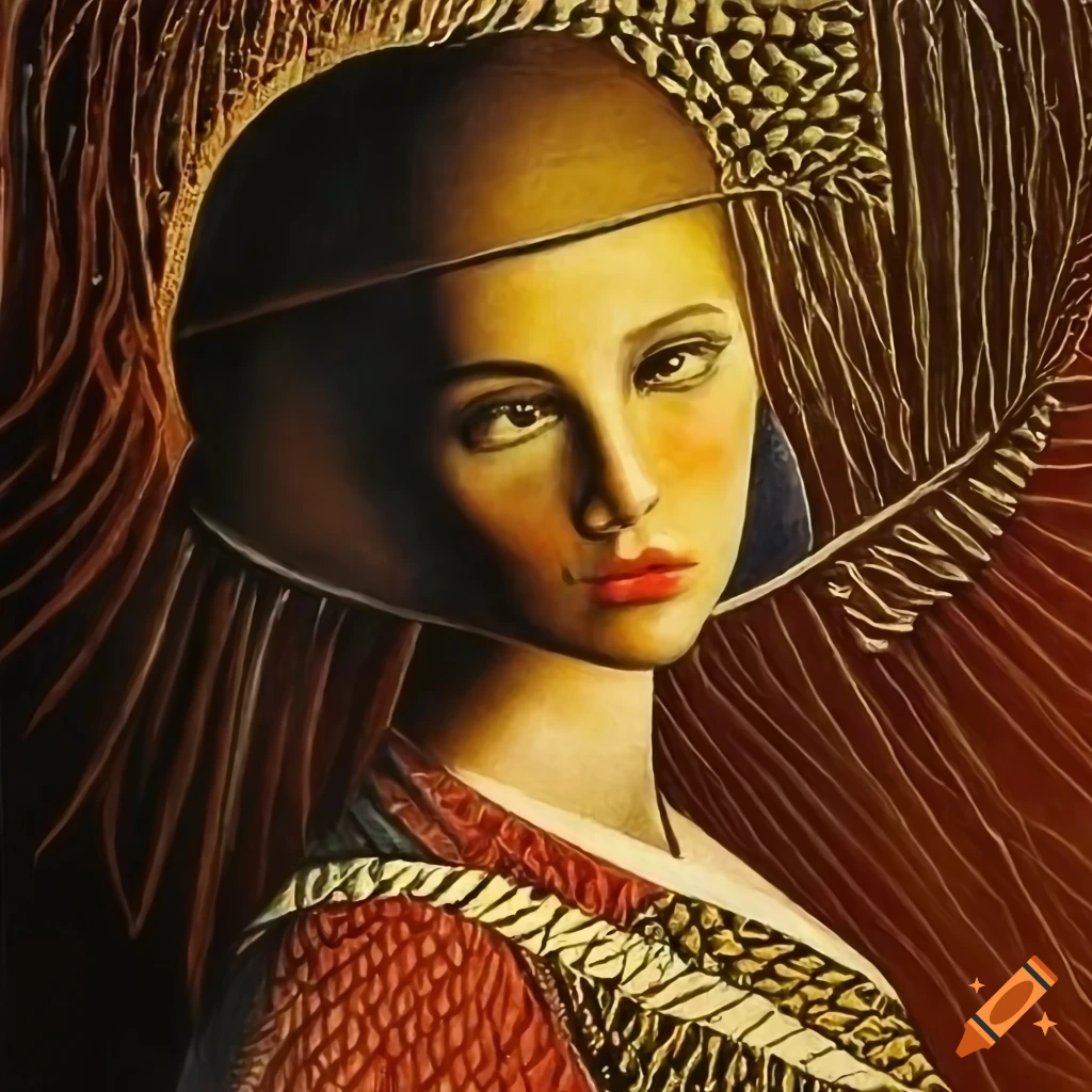 Surrealist painting with women, tree, and Science Fiction elements