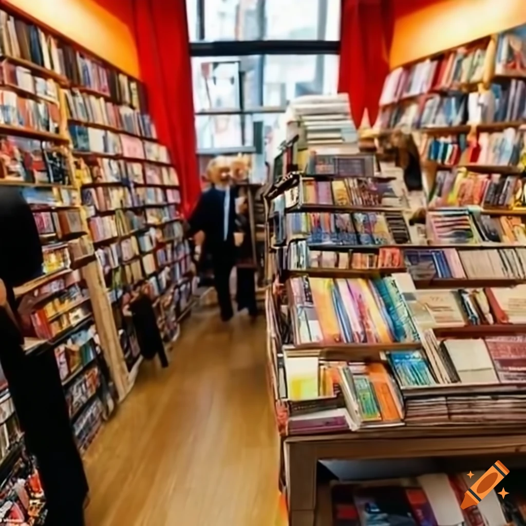Book shop grand opening with happy customers