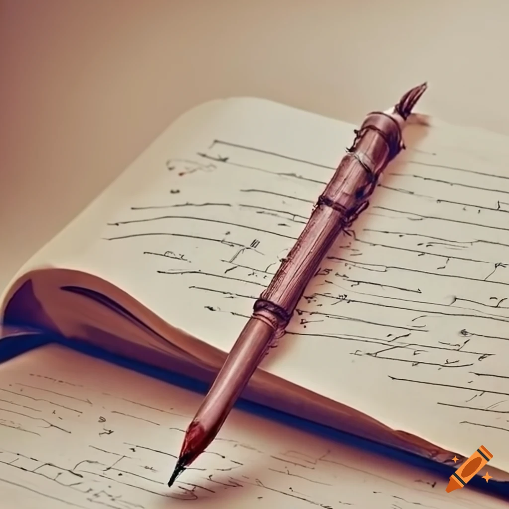 Vintage notebook with the writing 'douce note' on Craiyon