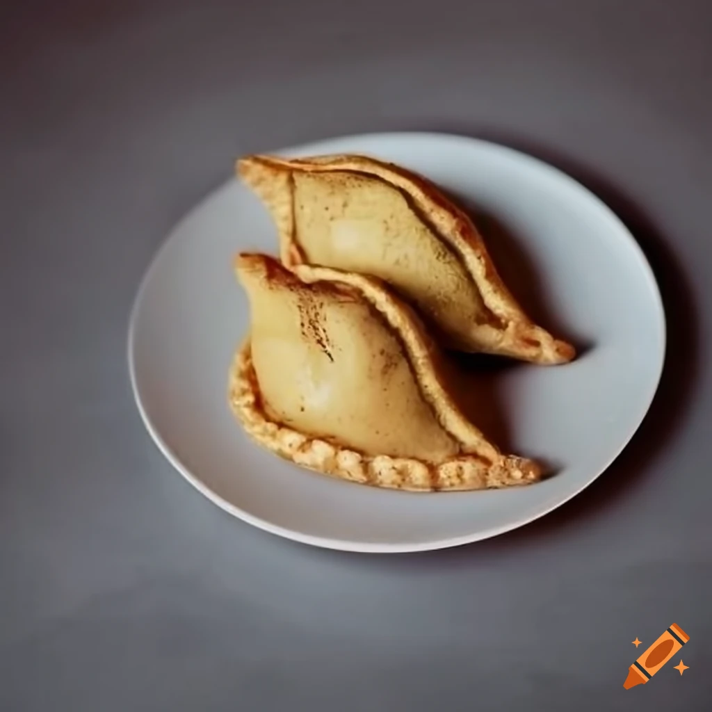 Plate of Gujiya on a metal kitchen table