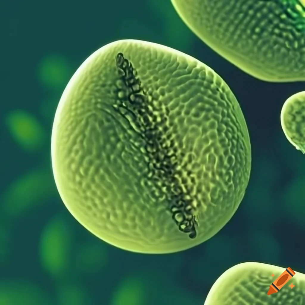Microscopic details of a green plant's stomatal openings