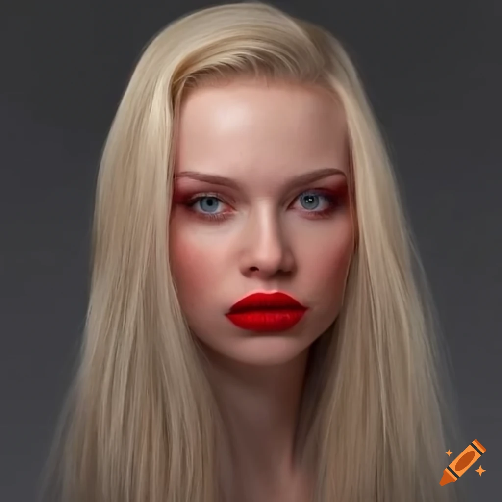 Stunning blonde woman with red lipstick