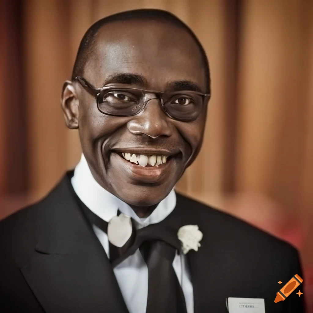 African-American man wearing 'Mr. White' name tag at a formal event