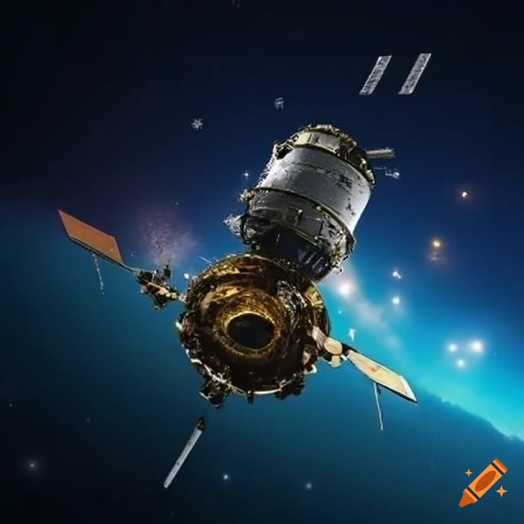Space satellite absorbing space junk