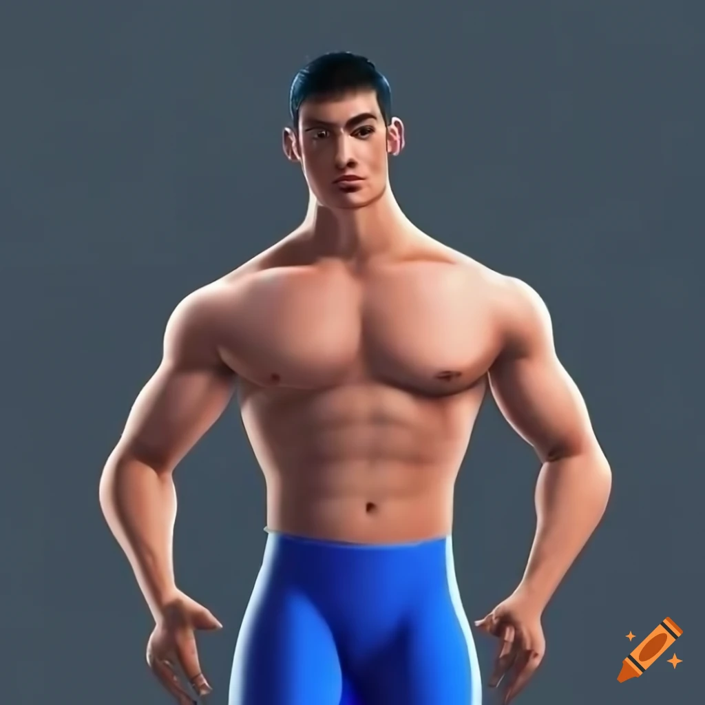 Argentine wrestler in cobalt blue spandex leggings, Pixar style