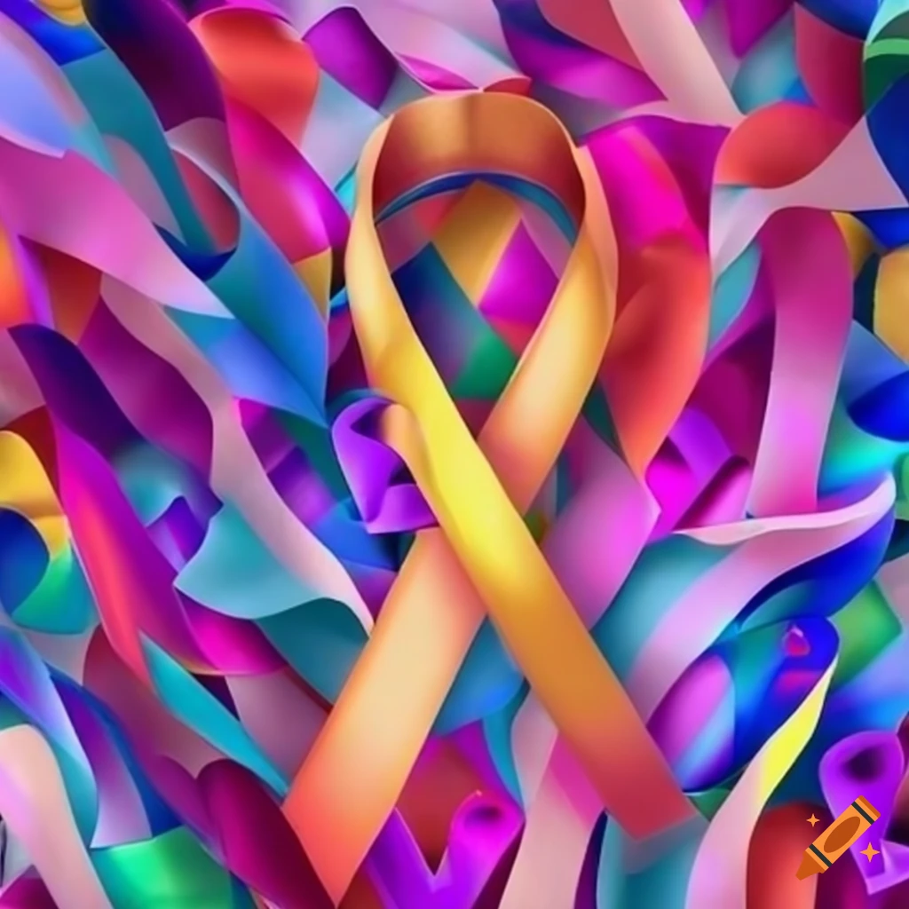 Colorfull Cancer Ribbon Heart with colorful cancer awareness ribbons for cancer awareness on ...