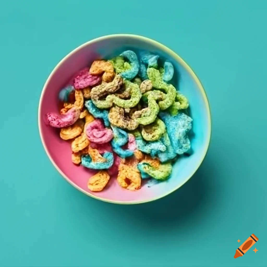 Colorful alligator-shaped cereal in a bowl