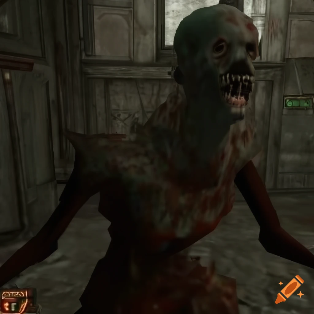 PS2 style video game screenshot of a ghoul from Fallout 4 in 8k resolution