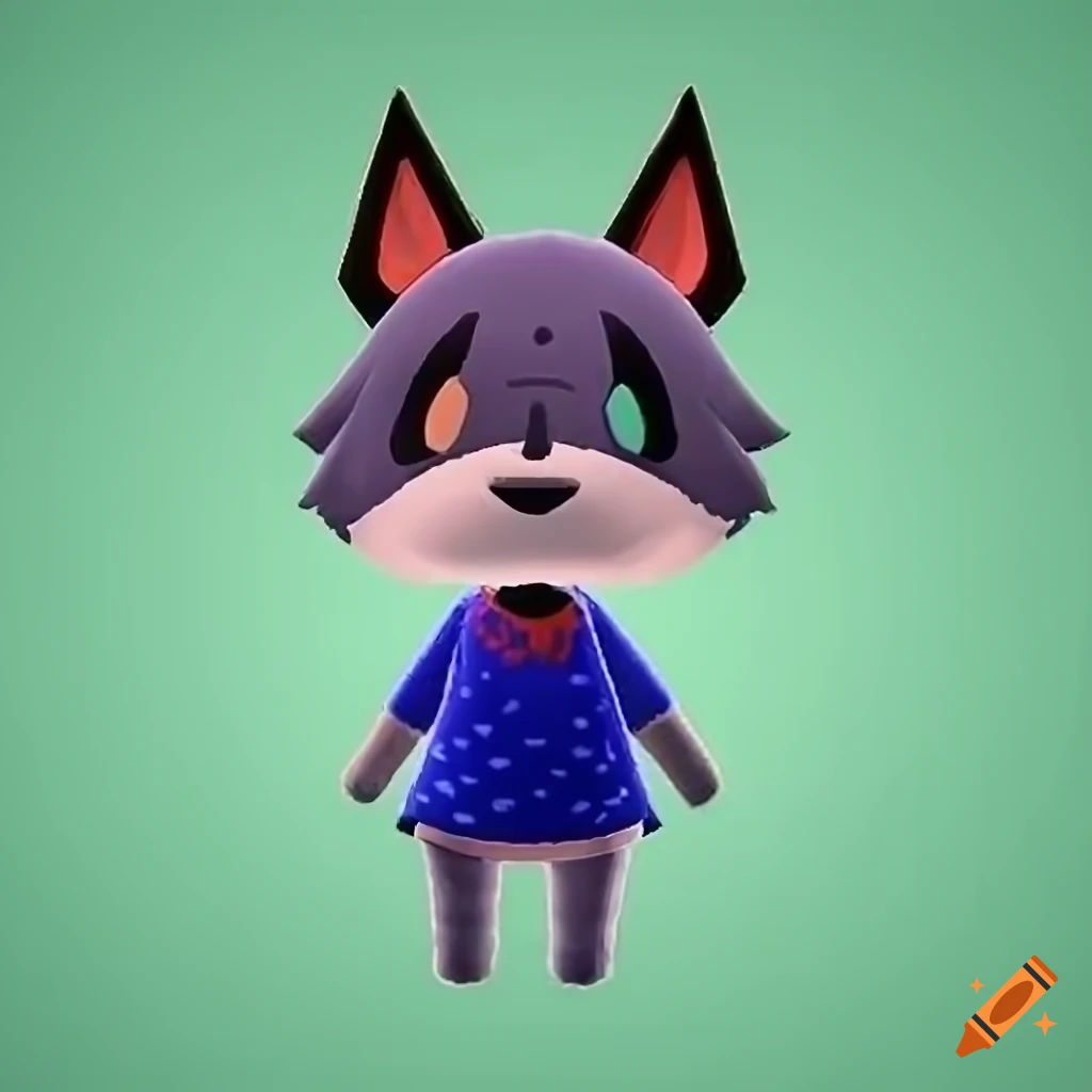 Animal crossing male wolf villager character on Craiyon