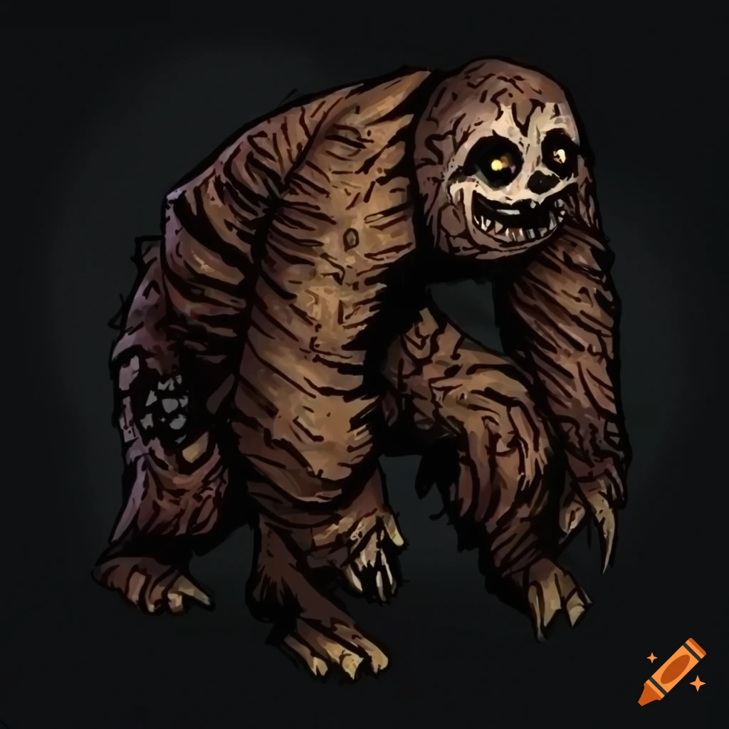 Intricately detailed sloth creature inspired by Darkest Dungeon