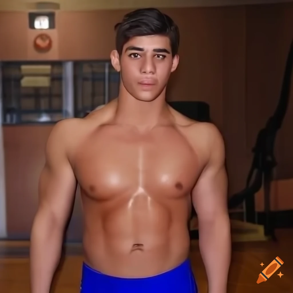 Argentine wrestler with cobalt blue spandex tights in Pixar style