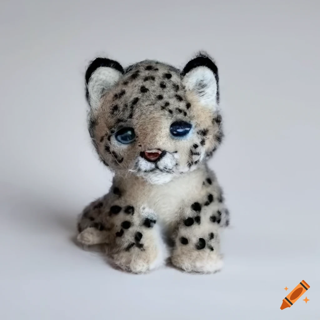 Felt snow leopard cub on Craiyon