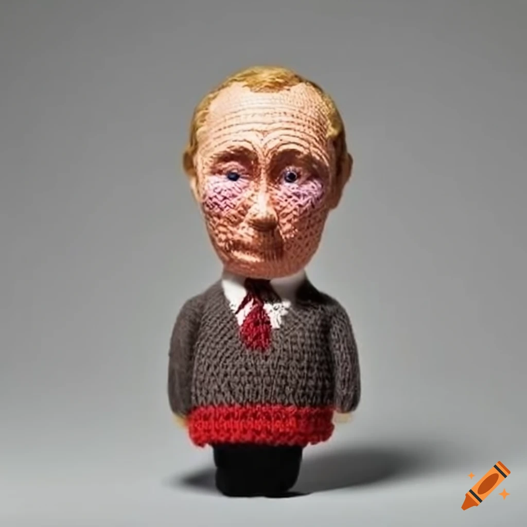Hand-knitted figurine of Russian president Vladimir Putin