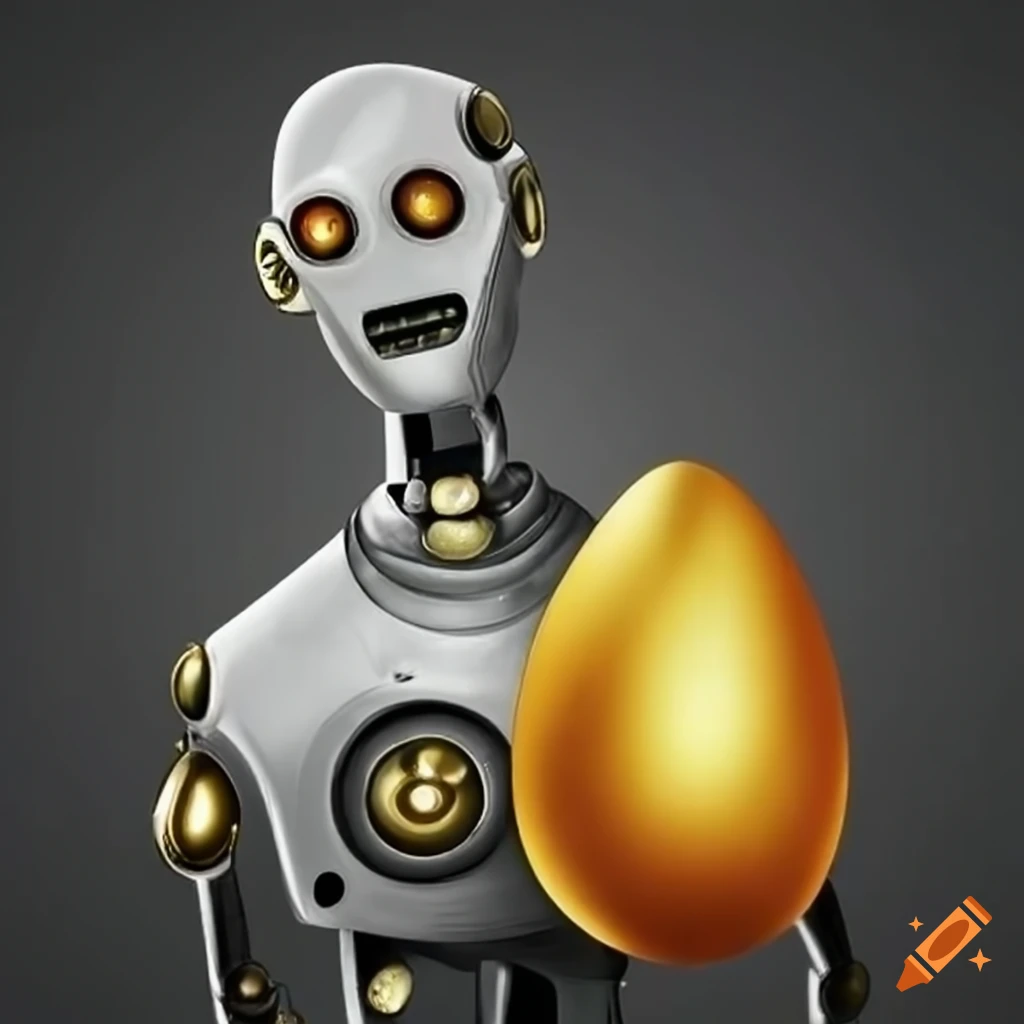 Robot holding a golden egg