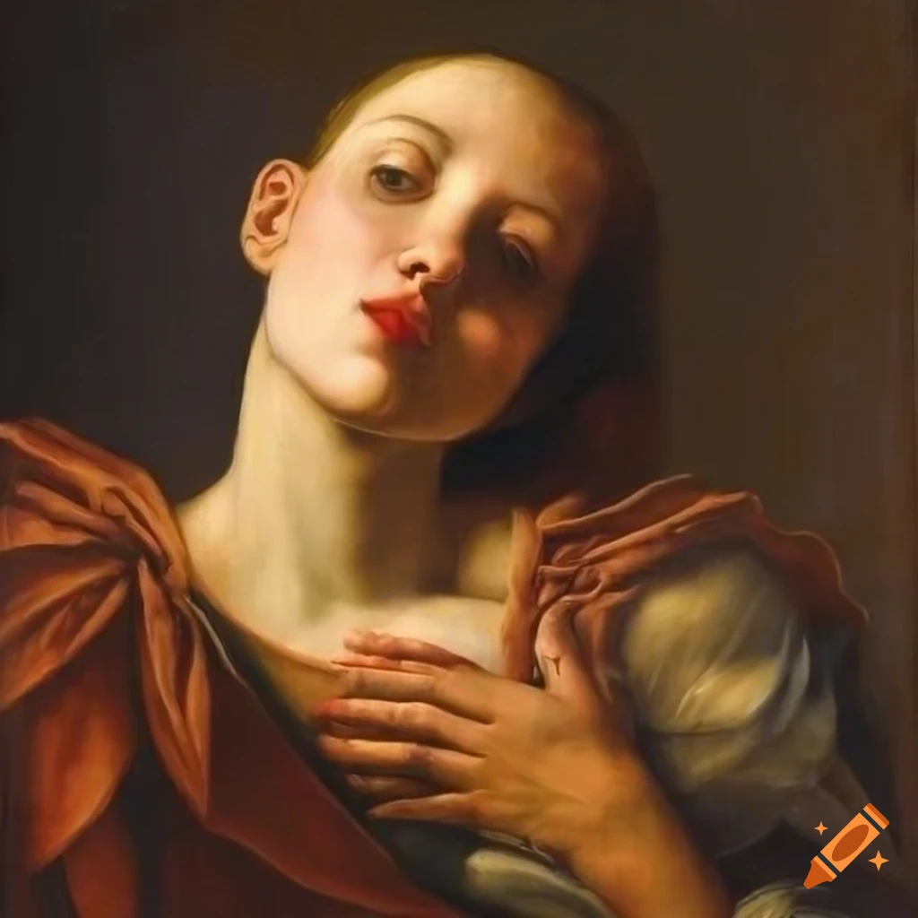 Humans in motion with Renaissance-style drapery in an oil painting
