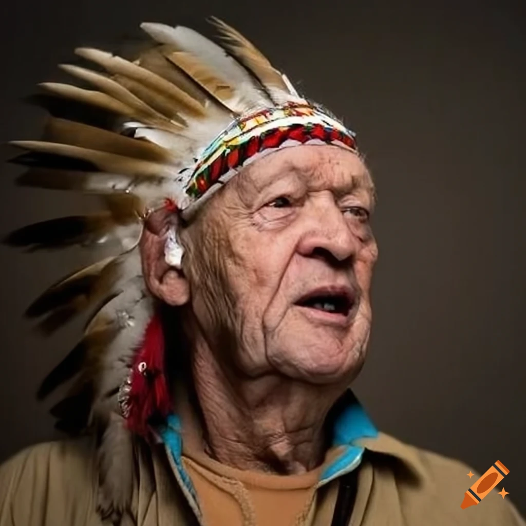 Jean Chretien wearing a Native American headdress
