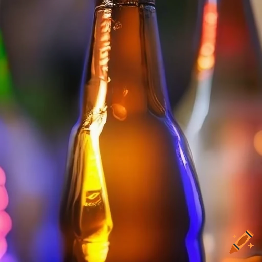 Colorful collection of Marseille-branded beer bottles from a unique angle