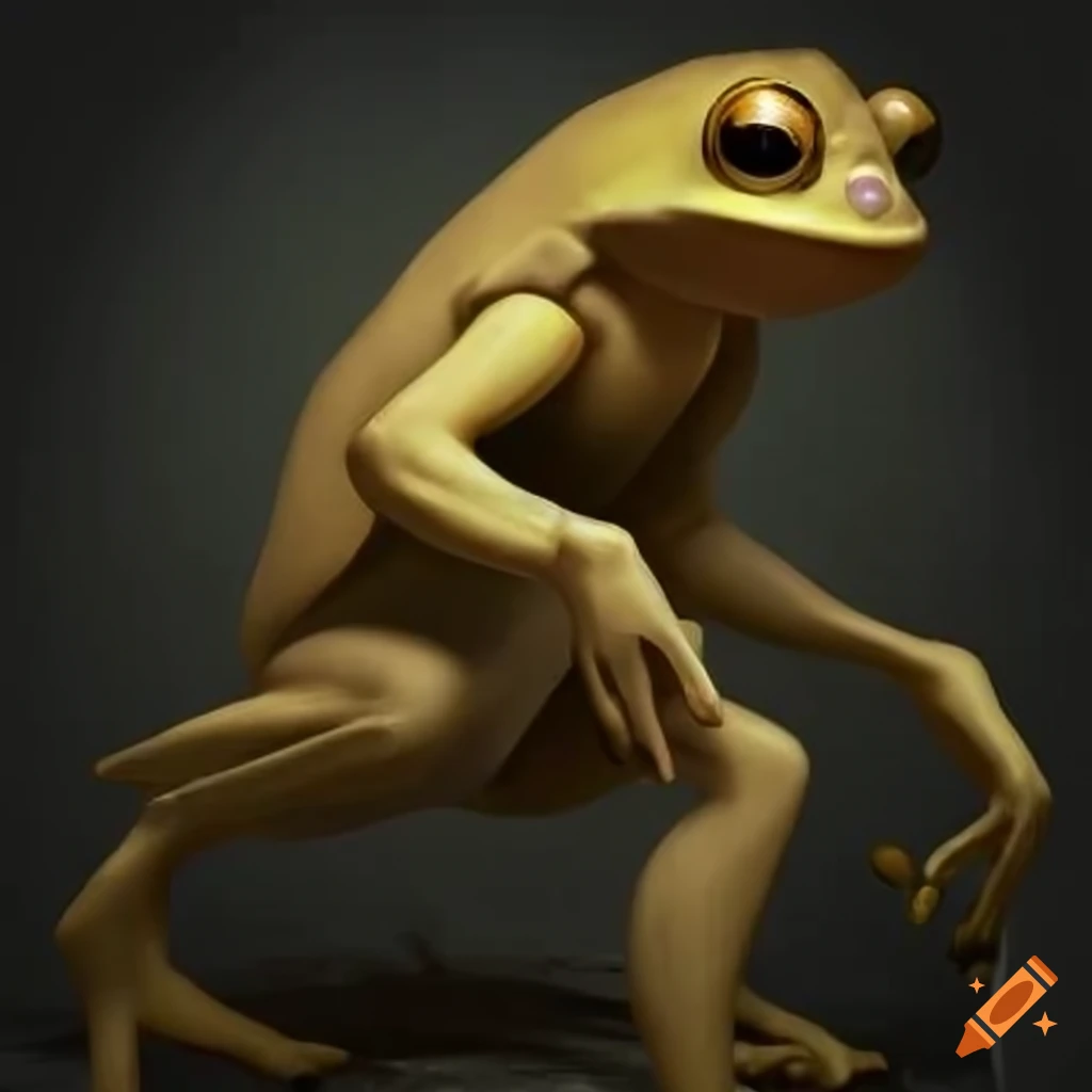 Hyper-realistic artwork of a frog-like man on Craiyon
