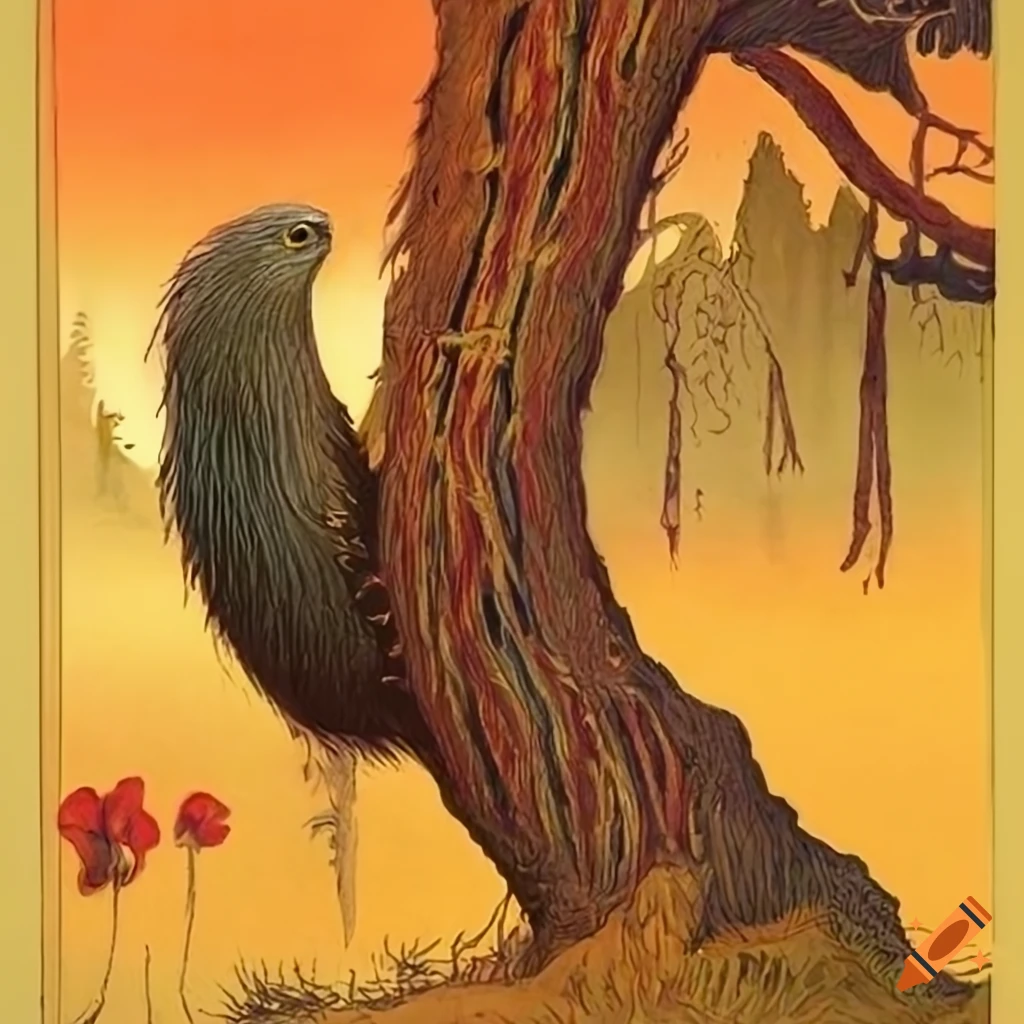 Wilderness West of Eden with Salish motifs, exotic birds, and beavers