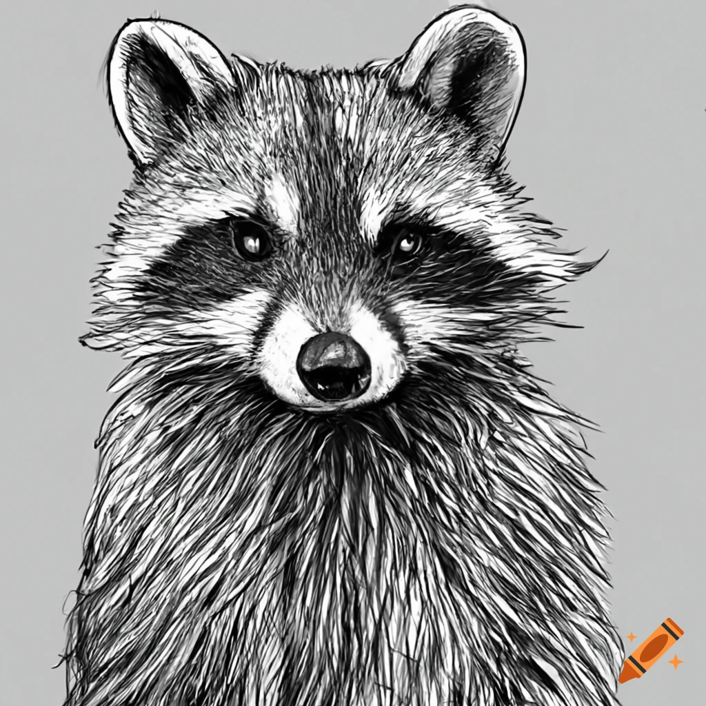 Cute black and white raccoon face